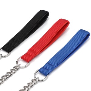 Laisse pour chien robuste en acier inoxydable et nylon, imperméable, anti-morsure, avec chaîne métallique et poignée rembourrée, pour petites races, laisse de sécurité pour la promenade - Product Image 2