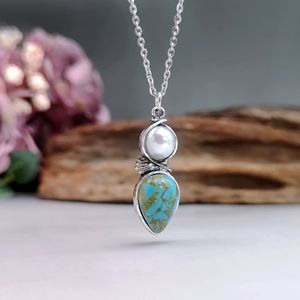 Collana con texture colorata a forma di goccia d'acqua, gioielli retrò da donna per tutti i giorni, idee regalo - Product Image 4