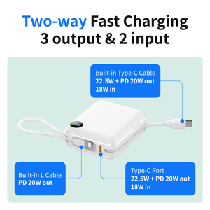 Nuevo Banco de Energía Portátil Ultra Delgado Inalámbrico C1057 2026 de 10000mAh y 22.5W con Cable Tipo-C y Carga para iPhone <span class=keywords><strong>LN</strong></span> - Product Image 6