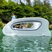 Bateau gonflable électrique avec logo personnalisé, plateforme flottante, maison flottante gonflable solaire avec moteur et housse de protection contre la pluie