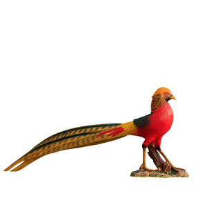 Sculpture de faisan à ventre rouge de simulation, Chine, en fibre de verre polie gravée, oiseau, décoration de jardin extérieur, cour, paysage - Product Image 5