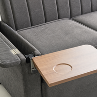 Canapé-lit moderne avec table d'appoint intégrée, accoudoirs de rangement, revêtement en tissu, conception en kit pour salon et hôtel, confortable
