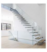 Prima Luxus Eichenholz Gerade Treppe Moderne Innentreppe für Villa Hotel mit Maßanfertigung
