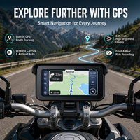 Aoocci C6 Pro Wireless Motorcycle CarPlay Dash Cam 6.25 Inch Dual 1080P Kamera 140 °   FOV untuk Perekam GPS Android Auto Sepeda Motor