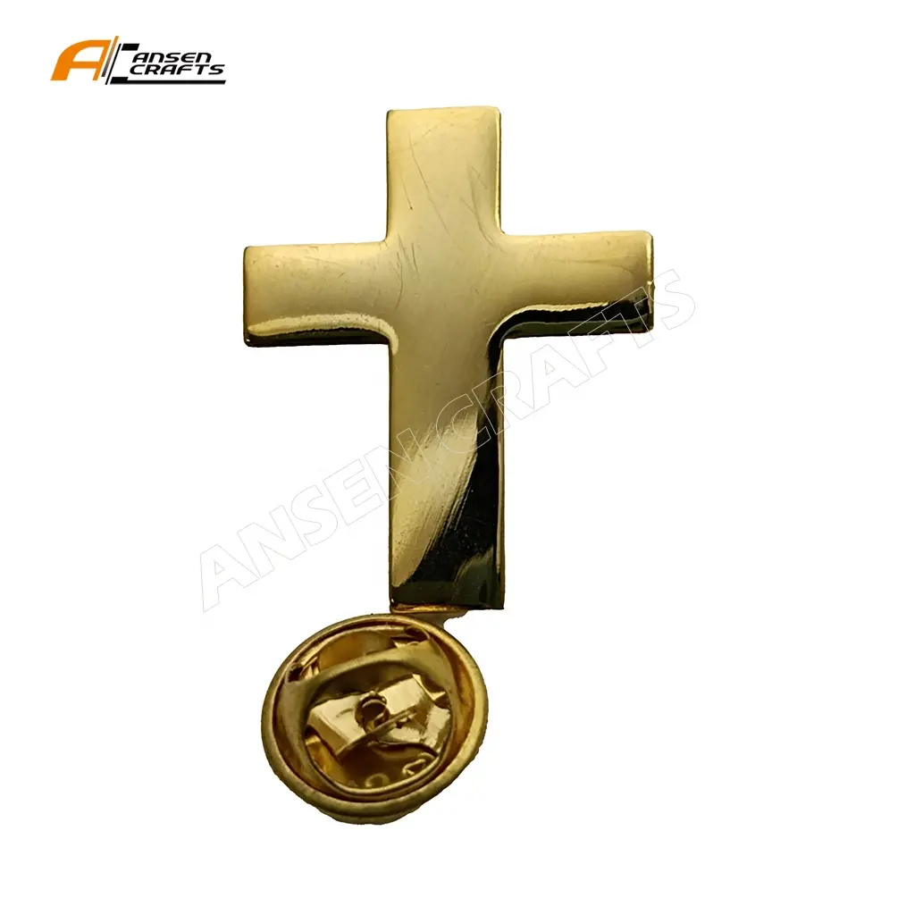 New Design Pins Cross Jewelry Enamel Cross Lapel Fashion Gold Plated Pin
