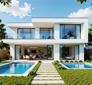 Servicio de Renovación y Diseño de Villas de Lujo Ultramodernas Personalizadas con Piscinas Infinitas Dobles y Balcones de Cristal - Product Image 1
