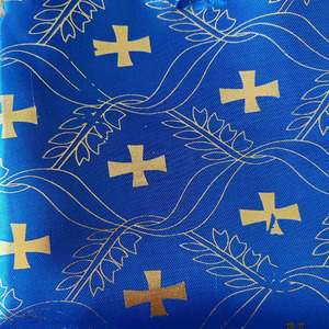 FS-19Customized ткань с принтом в виде гроба, атласная ткань с золотой краской, ортодоксальная атласная ткань с распятием, украшение для похорон - Product Image 2