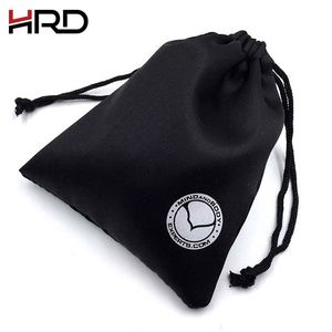 Black Satin Drawstring Dust Bag Custom Logo for Designer <b>Shoes</b> Handbag Protective <b>Cover</b> - Product Image 4