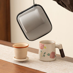 Tazza <span class=keywords><strong>da</strong></span> tè Ruyao Retro Ru Kiln con filtro separatore tè-acqua e coperchio, in ceramica stile cinese moderno, per ufficio e casa - Product Image 2