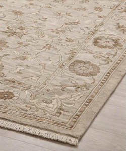 Tapis en laine Oushak floral contemporain noué à la main, tons neutres vibrants, à poils ras, avec envers en laine, Coral Weavers pour salon - Product Image 2
