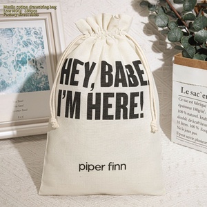 Hot bán tùy chỉnh kích thước Logo Muslin bông dây kéo túi tự nhiên Pouch sử dụng hàng ngày bao bì với thiết kế miễn phí - Product Image 1