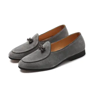 Bowknot Wedding Dress Male Flats Casual Slip On Black Yellow Grey Patent Leather Suede Loafers