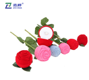 Ready to Ship Flocking <strong>Jewelry</strong> <strong>Box</strong> Romantic <strong>Rose</strong> Shape Wedding Propose Engagement Velvet Ring <strong>Box</strong> - Product Image 6