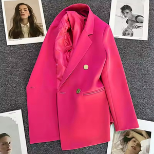Veste de costume fine et respirante pour femme, style automne, unie, décontractée, double boutonnage, élégante, pour le bureau, en maille - Product Image 5