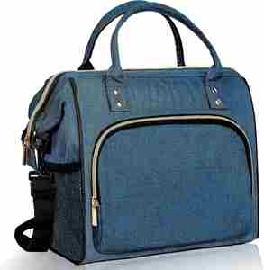 Sac isotherme réutilisable bleu de grande taille avec logo personnalisé, poches, étanche et isolant, sac à lunch isotherme - Product Image 1