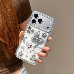 เคสโทรศัพท์มือถือลายผีเสื้อกากเพชรไล่เฉดสี ประดับเพชร สำหรับ iPhone 17 16 15 14 Pro Max  แบบ 3 มิติ  ลายดาวเรซิ่น DIY  ฝาหลังใสวิบวับ - Product Image 5