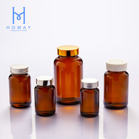 Bouteille en verre en gros pour pilules, 75ml, 100ml, 120ml, 150ml, 200ml, 250ml, 300ml, 400ml, 500ml, avec large ouverture, pour capsules et vitamines