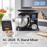 Batidora de Alimentos SOHEF de 7L y 1300W con Pantalla LED y Temporizador, Motor Smart IC 8835, Tazón de Acero Inoxidable, 6 Velocidades, Función de Pulso y Cabezal Inclinable