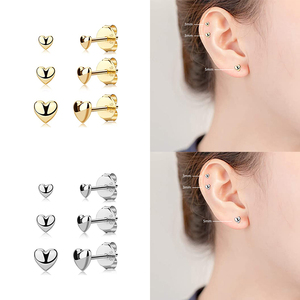 ROXI Juego de 3 Piezas de Aretes de Plata de Ley S925 con Diseño de Corazón Brillante Simple y Elegante de 2/3/4 mm - Product Image 6