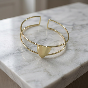 Bracelet manchette géométrique plaqué or 24 carats unisexe, ajustable, en laiton, forme couronne, bijou de mode pour soirée, couleur personnalisable - Product Image 1