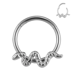 Droit Grand 2022 Nouveau Offre Spéciale ASTM F136 TITANE Serpent Articulé Septum Clicker Anneau Nez Piercing