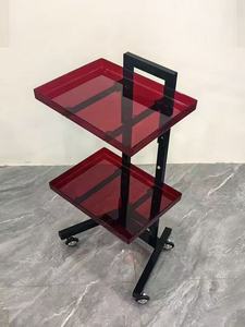 Hairdressing and perming cart, simple stainless steel acrylic anti-dye cream <b>tool</b> cart, foldable beauty salon <b>trolley</b> - Product Image 5