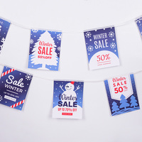 Nouveauté Guirlande de Noël Imprimée Multicolore Drapeaux en Corde Bleu Blanc Fanion pour Décorations de Vacances et Vitrines de Magasins
