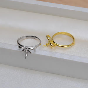 Bague en argent S925 avec nœud et boucles d'oreilles pour femme, nouveau modèle 1349, ensemble de perles personnalisées, chaîne avec plateau vide, accessoires de bijoux de mode DIY - Product Image 3