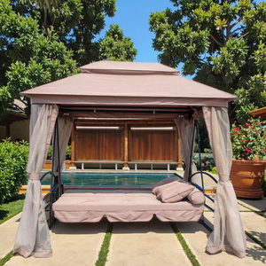 Fabrication en aluminium de haute qualité Loisirs de plein air Patio Hauteur de jardin Gazebo en tissu polyester Balançoire avec auvent et 3 places - Product Image 5