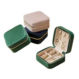 Caixa de armazenamento de joias de veludo Amazon, caixa de joias portátil para viagens, casa, camada dupla europeia e americana