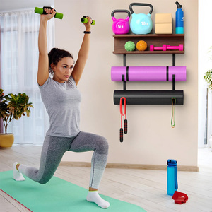 Jh-mech – rouleau en mousse et <span class=keywords><strong>porte</strong></span>-serviettes avec 3 crochets, sangle de Yoga suspendue et bandes de résistance, support <span class=keywords><strong>mural</strong></span> pour tapis de Yoga - Product Image 4