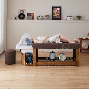 Keramikwaschbecken für Schönheitssalon, Massageliege, Haarwaschstuhl, Thai-Shampoo-Stuhl, Wassertherapie, japanisches Kopf-Spa-Bett aus Holz - Product Image 6