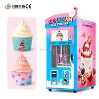 Machine distributrice automatique de crème glacée molle avec sélection de saveurs DIY et garnitures aux fruits, fabriquée en usine