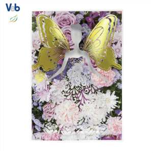 Tarjeta de Agradecimiento Personalizada de la Colección Mensual Flower Fairy, Hecha a Mano con Texto en Dorado, Troquelada con Láser, Diseñadores Profesionales, Sin Recubrimiento - Product Image 1