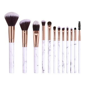 Juego de brochas de maquillaje de mármol de pelo sintético ecológico blanco de lujo de alta calidad, 12 Uds., logotipo personalizado profesional para corrector - Product Image 5