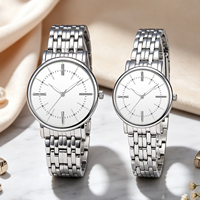 Paar-Uhr Tägliche Quarzuhr Legierung 3ATM Wasserdicht Luxuriöser Alltagsstil 20/12mm Edelstahlarmband