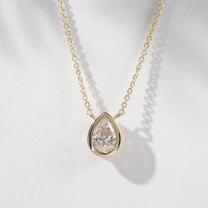 Collar con Colgante de Diamante de Laboratorio de Oro de 10K, Bisel de 0.3-0.5ct, Diamante Cultivado en Laboratorio DEF VS, Collar con Colgante de Diamante de Oro Blanco y Amarillo - Product Image 3