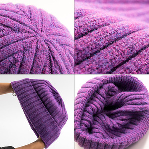 Cappello invernale Unisex personalizzabile in maglia di cotone Cashmere tessuto misto berretto con Logo di design all'ingrosso Beanie produttore - Product Image 3