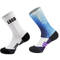 Chaussettes de sport personnalisées en polyester avec impression antidérapante et sublimation à 360 degrés avec logo pour hommes