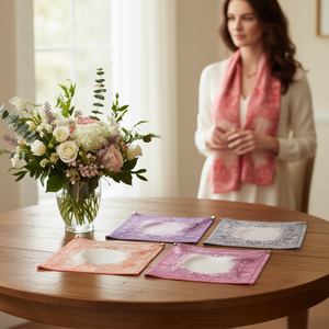 Mini foulard quadrato a tema vegetale 70x70cm in seta stampata per donna, accessorio moda - Product Image 2