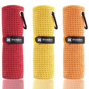 Serviette de golf personnalisée en microfibre avec mousqueton, motif gaufré, fixation auto-agrippante, serviette de nettoyage de golf pratique - Product Image 3