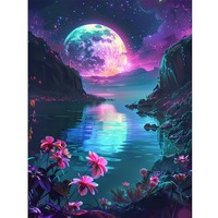 Peinture au diamant faite à la main, DIY, paysage moderne entièrement orné de diamants, toile peinte à la main