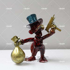 Nueva Llegada: Estatua Personalizada del Pato Billón con Pistola y Bolsa de Dinero, Modelo del Pato <span class=keywords><strong>Donald</strong></span> para Escultura Artística, Manualidad de Resina del Pato Scrooge McDuck - Product Image 5