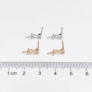 22868DIY Pearl Accessories S925 Silver <b>Drop</b> Earrings with 8-13mm Round <b>Bar</b> Gold Silver Empty Stand Earnail - Product Image 3