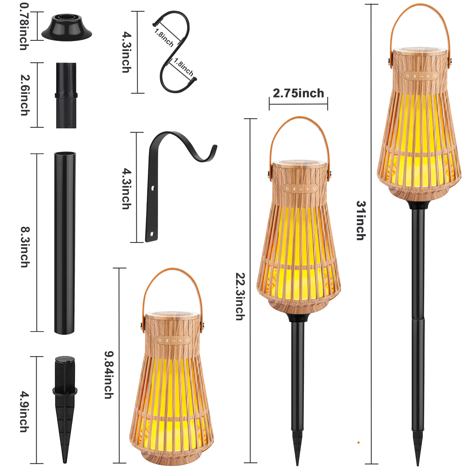 IP65 Outdoor Garden Camping Lamp for Flame Light Touch Control 360 Beam Angle LED Built-in Battery DC Power Supply