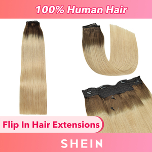 <span class=keywords><strong>Extensiones</strong></span> de Cabello Humano con Clip FH de una Sola Pieza, Tipo Halo Loop, Lisas y Sedosas, con Doble Trama a Máquina - Product Image 3