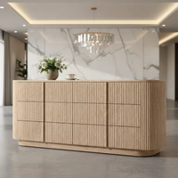 Commode pliable à 6 tiroirs en bois de bouleau, design moderne avec texture à grain vertical, grand meuble de rangement pour chambre et salon