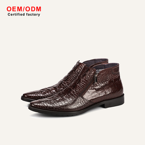 Bottes montantes pour hommes sur mesure OEM en cuir de vachette imperméable, rehaussantes, à fermeture éclair, pour un look tendance à bout pointu - Product Image 2