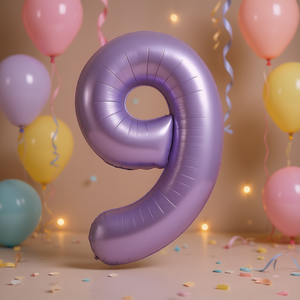 Party Love Metallic Number 9 Purple 1M Foil Helium <b>Balloon</b> Birthday Kids Party <b>Decoration</b> - Product Image 2