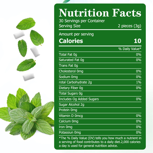 Gommes à mâcher au xylitol et aux vitamines, saveur menthe poivrée naturelle, 100 % xylitol, complément énergétique, gommes à mâcher à la caféine, 60 pièces, emballage OEM - Product Image 2